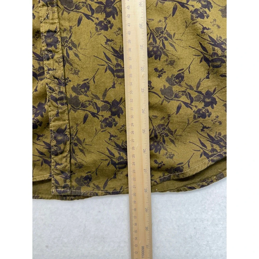 St Lawrence Olive Green Floral Cotton Button Up Long Sleeve Shirt XL